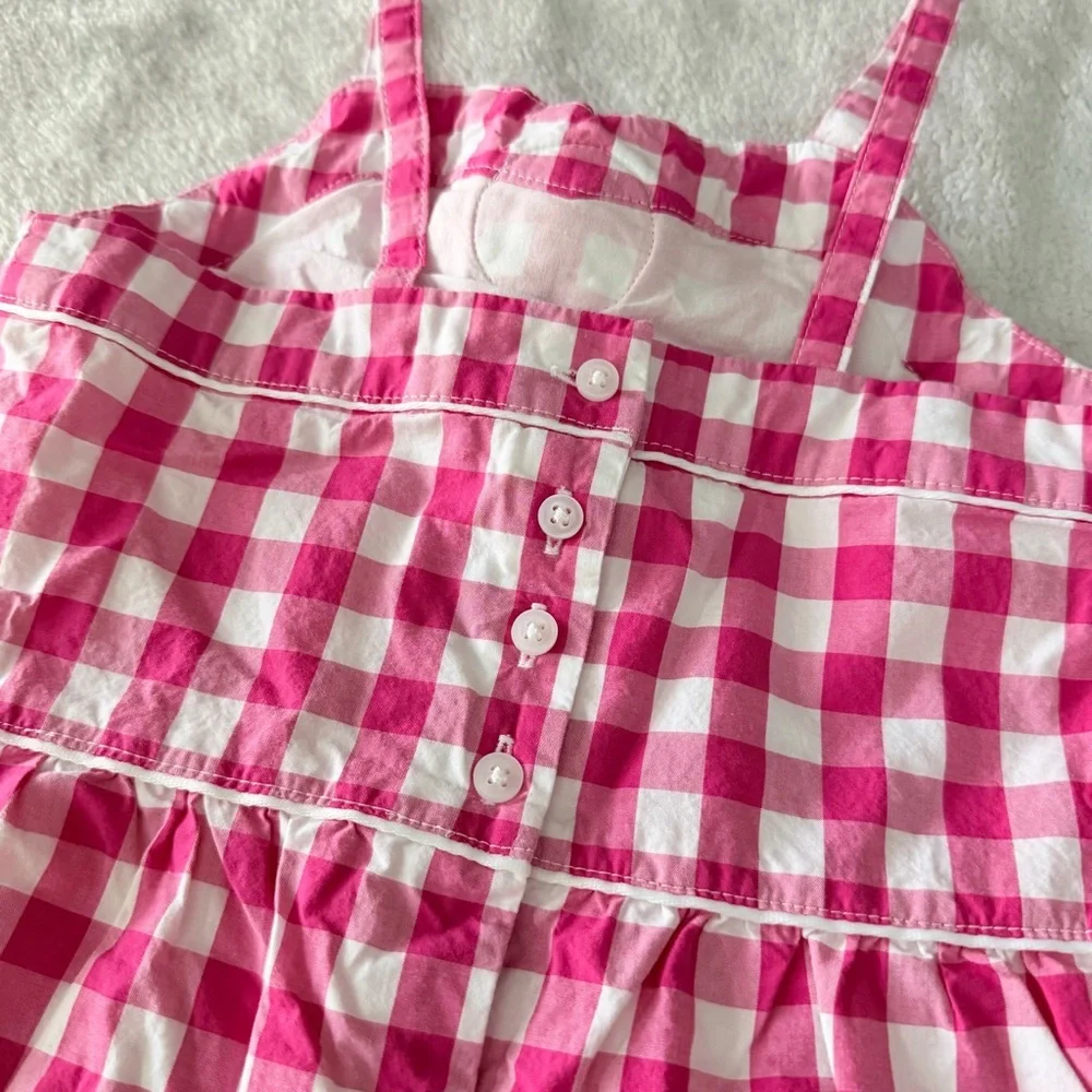 Janie and Jack | Pink Gingham Rosette Romper | Size 5